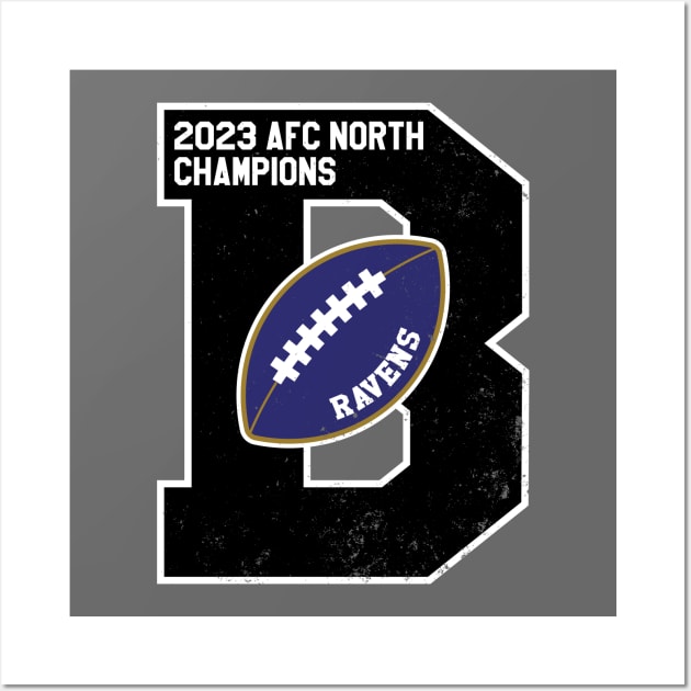 Big Bold Baltimore Ravens 2023 AFC North Champs Wall Art by Rad Love